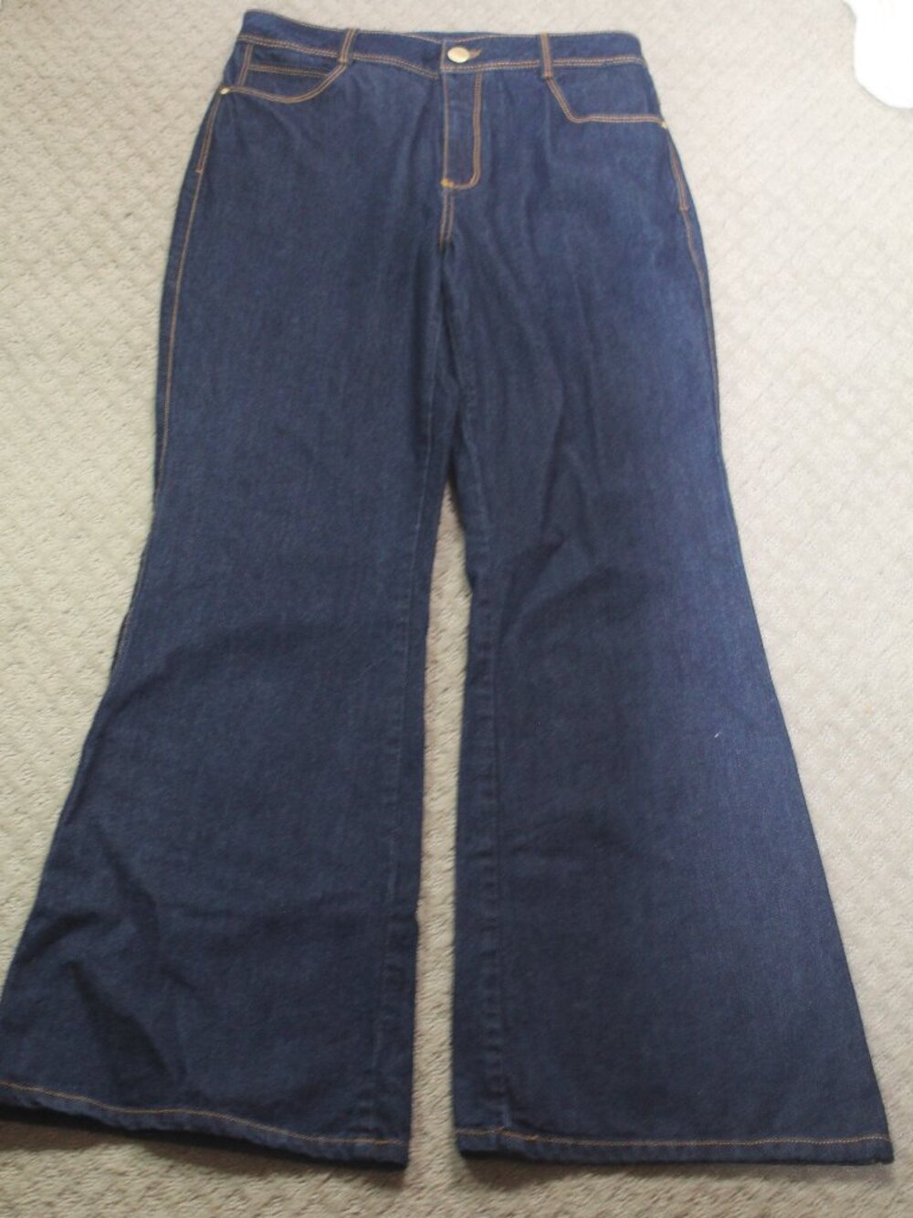 Studio F Size 10 Dark Blue 100% Cotton High Rise Wide Leg Jeans